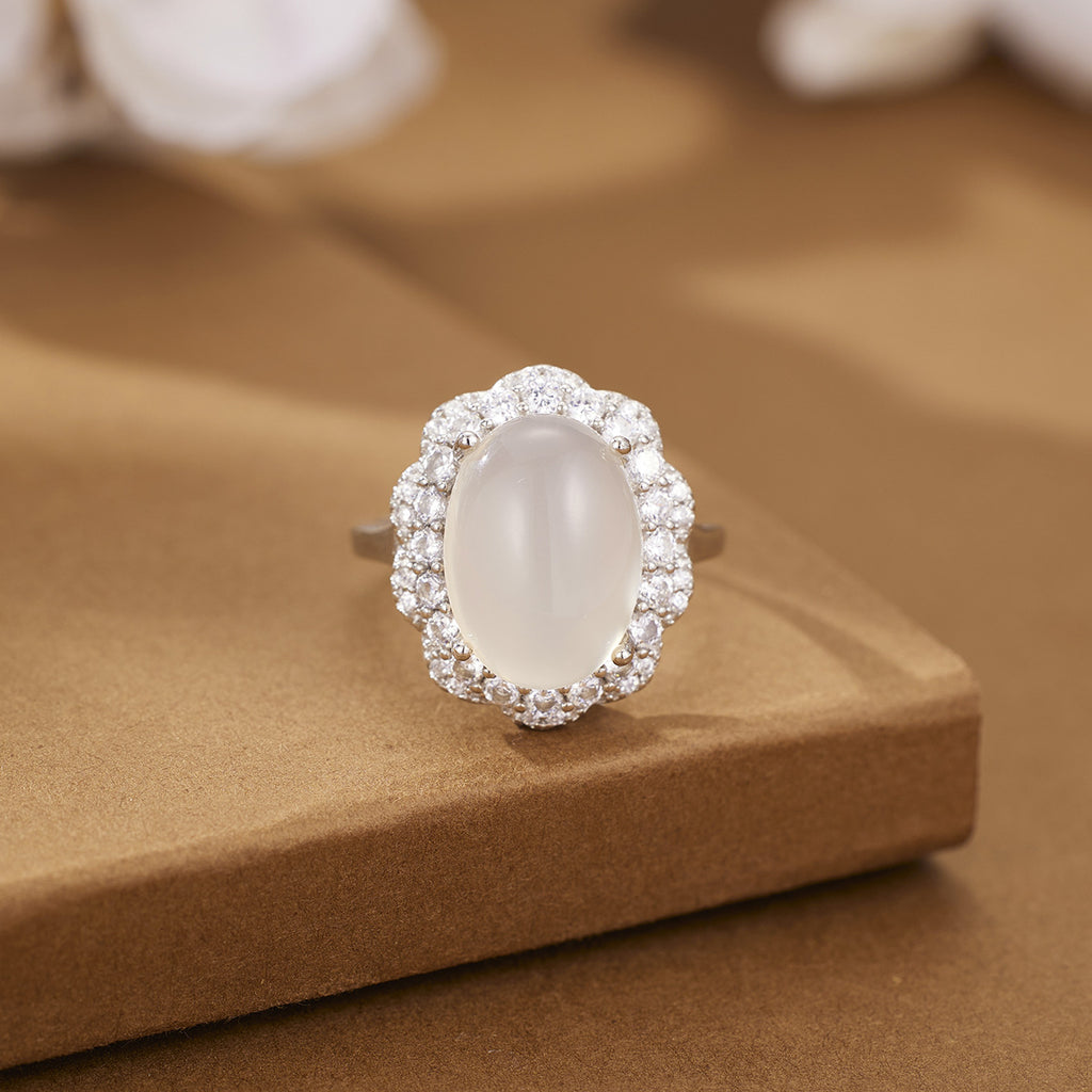 Damen Ring mit hochwertigem Mondstein und funkelndem Zirkonia Shop Nory