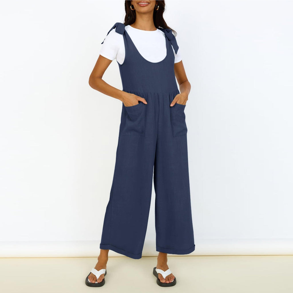 Damen Lässiger Jumpsuit mit verstellbaren Trägern und weitem Bein