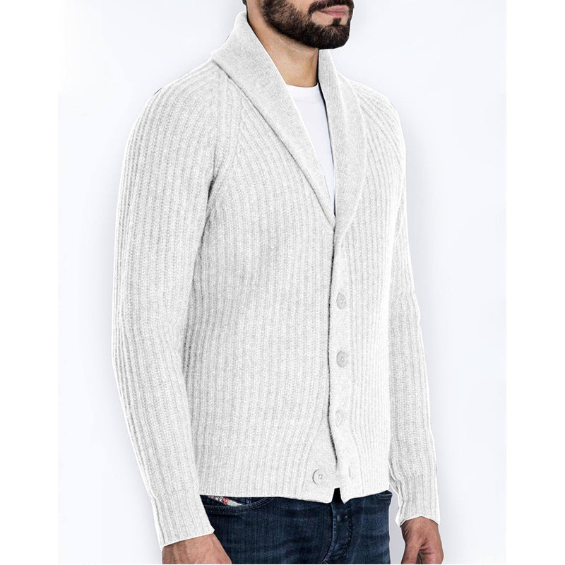Herren Rippstrick-Cardigan mit Schalkragen und durchgehender Knopfleiste Shop Nory