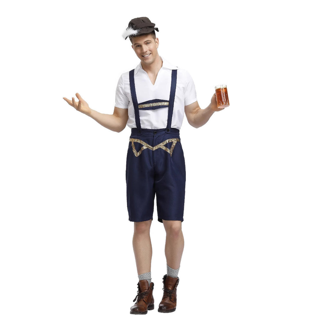 Herren nan traditionelle Oktoberfest Lederhose kurz mit verstellbaren Trägern und Zierstickerei Shop Nory