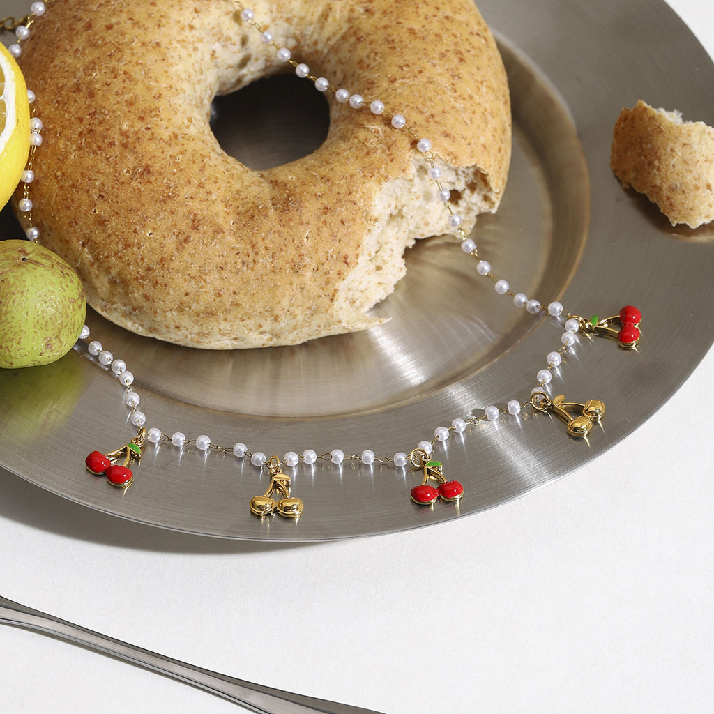 Damen Halskette mit verspieltem Kirschmotiven und hypoallergenen Eigenschaften Shop Nory