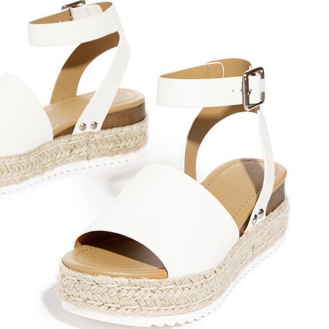 Damen Plateau-Sandalen mit verstellbarem Riemen und Jute-Detail