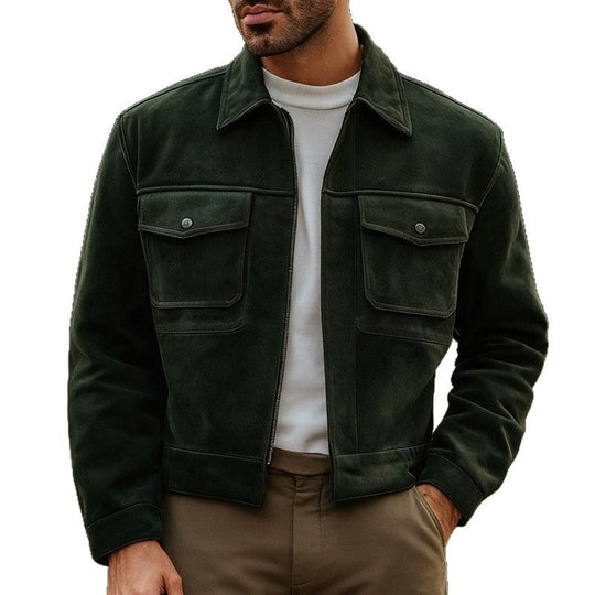 Herren modische Wildlederjacke mit praktischen Taschen