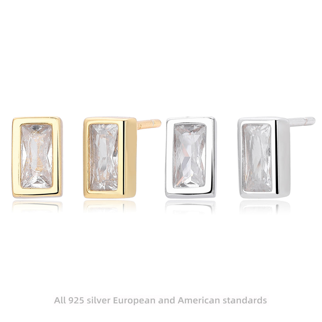 Damen Ohrstecker aus 925 Sterlingsilber mit luxuriösem, rechteckigem Zirkonbesatz Shop Nory