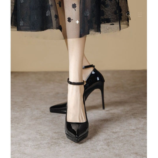Damen Spitzer Plateau-Pumps mit sculpted Stiletto und Knöchelriemen Shop Nory