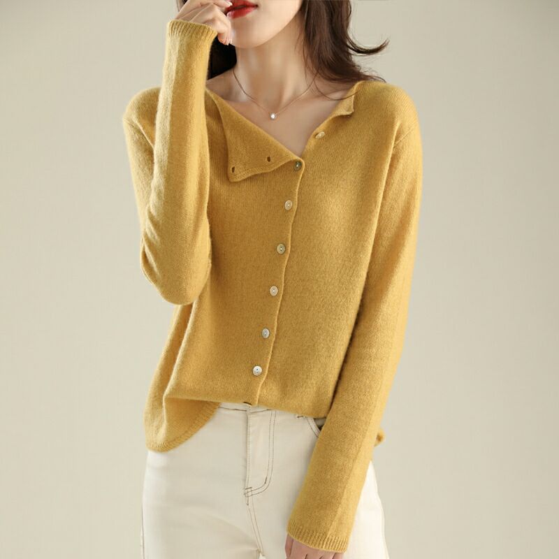 Strickjacke Weiches Strick Knopfverschluss Bequemer Lässiger Schnitt