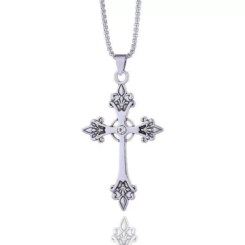 Damen Halskette mit kunstvollem Kreuzanhänger aus hochwertigem Metall Shop Nory