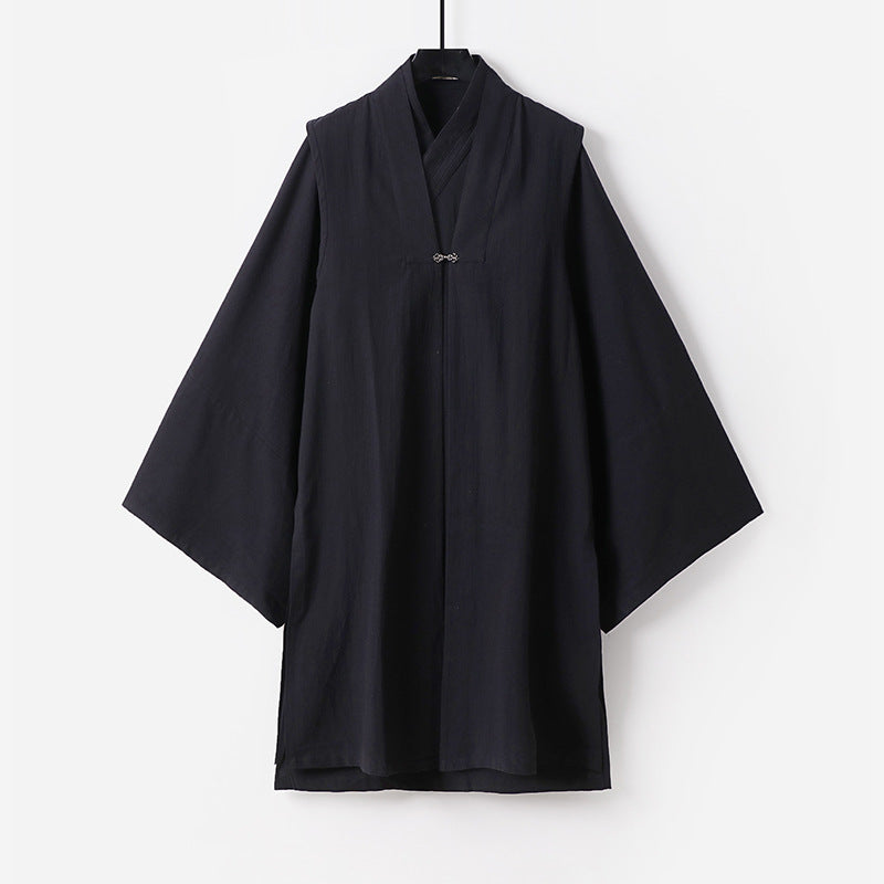 Unisex Asiatisch inspirierte Oversize-Kimono-Jacke mit Trompetenärmeln und kleinem Knebelverschluss Shop Nory