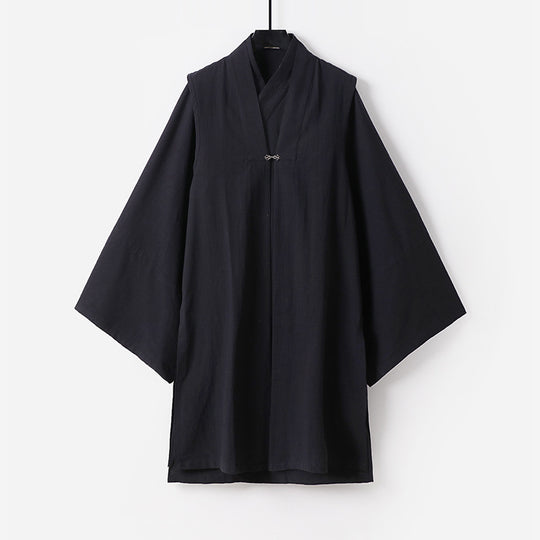 Unisex Asiatisch inspirierte Oversize-Kimono-Jacke mit Trompetenärmeln und kleinem Knebelverschluss Shop Nory