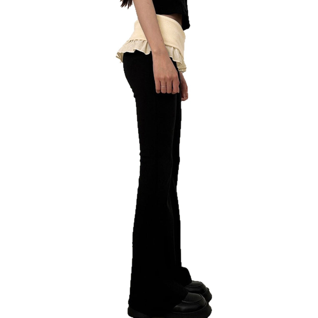 Damen nan taillierte Highwaist Schlaghose mit Zierband, Gürtelschlaufen und ausgestelltem Bein Shop Nory