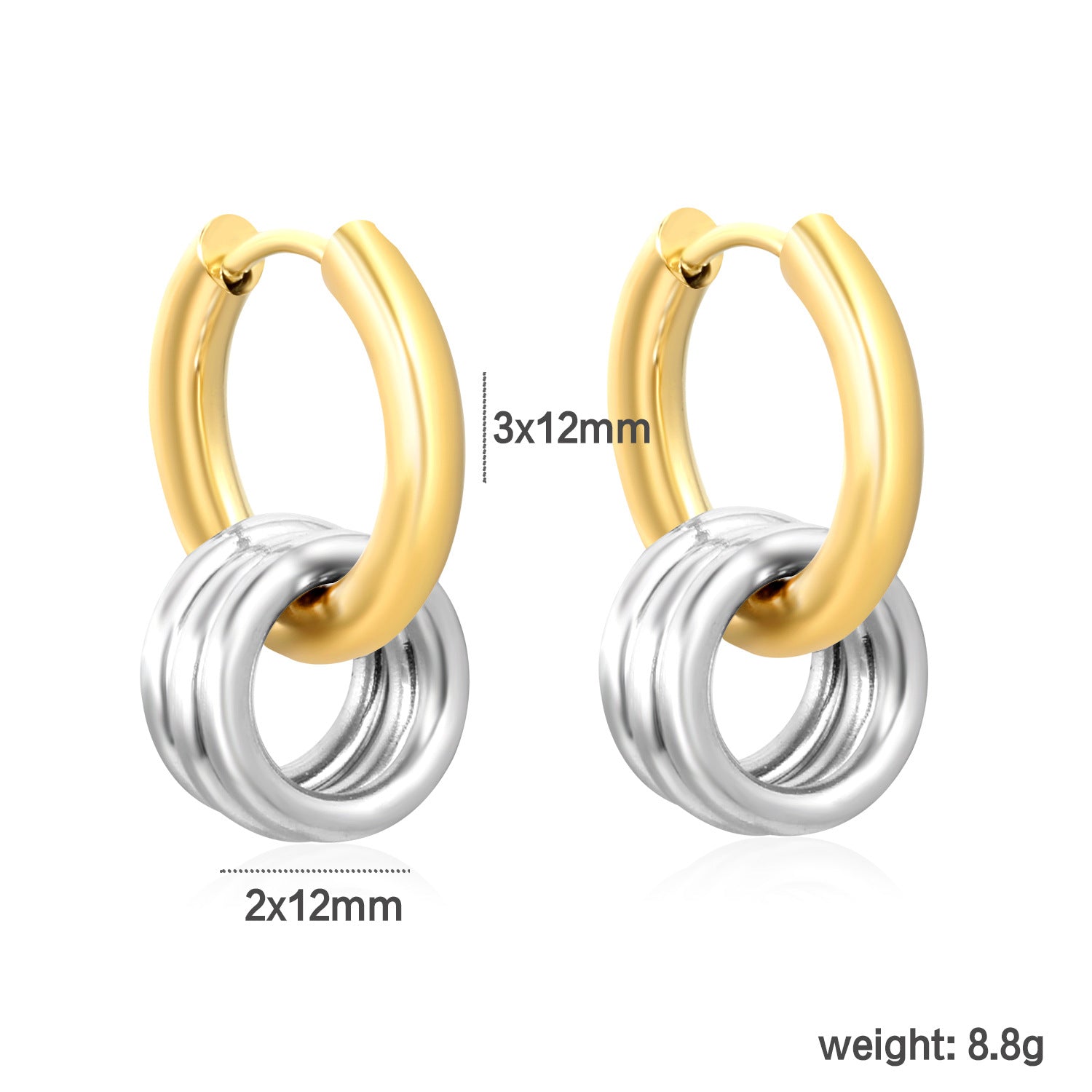 Damen Hochwertige Creolen mit kreativen doppelten Ring-Elementen Shop Nory