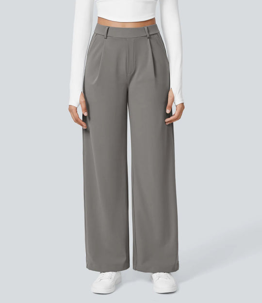 Damen Elegante High‑Waist Palazzo‑Hose mit vorderen Bundfalten und Eingrifftaschen Shop Nory
