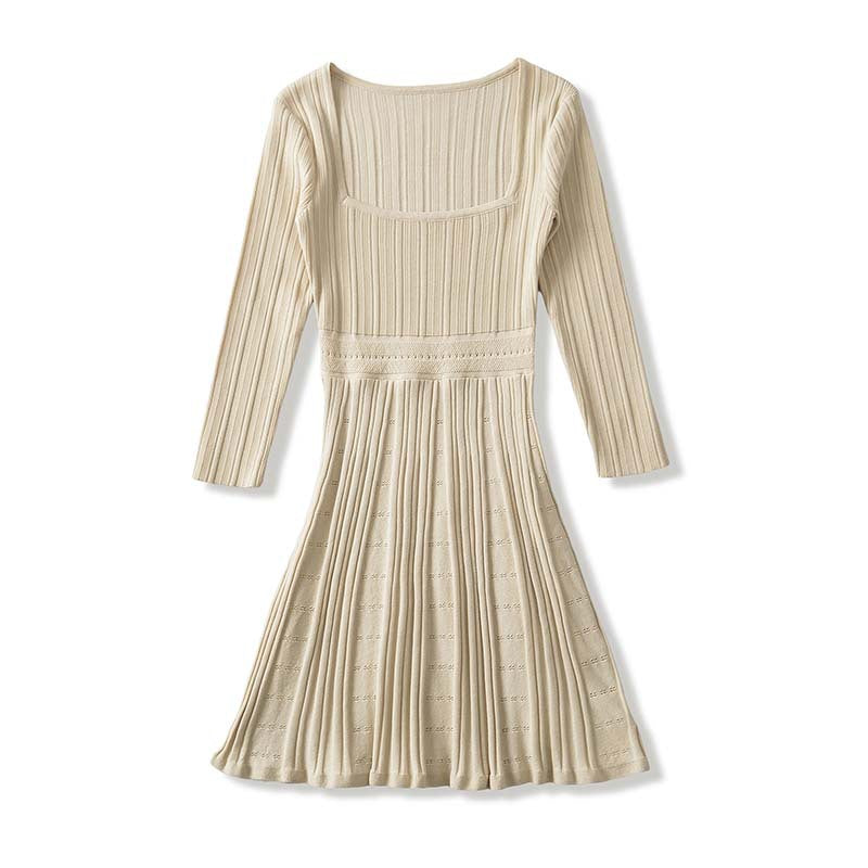 Damen Figurbetontes Feinstrick-Midikleid mit eckigem Ausschnitt und plissiertem Rock Shop Nory