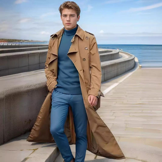 Herren Langer Trenchcoat