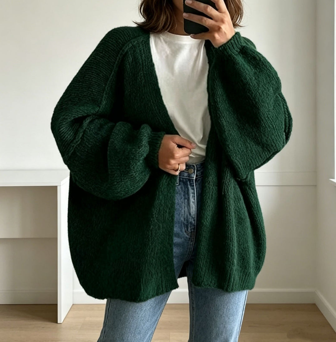 Damen Oversized Grobstrick-Cardigan mit weitem Ärmel Shop Nory
