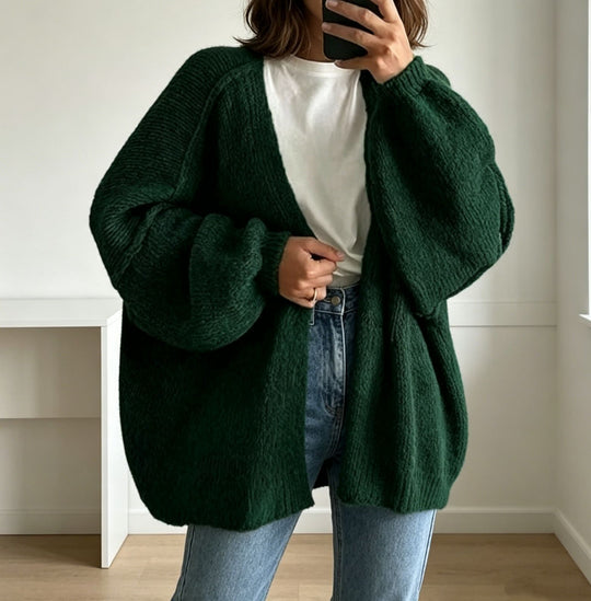 Damen Oversized Grobstrick-Cardigan mit weitem Ärmel Shop Nory