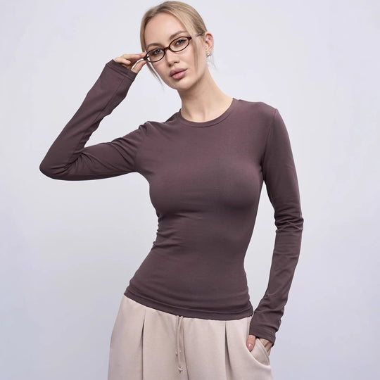 Damen Enganliegendes Langarmshirt Shop Nory