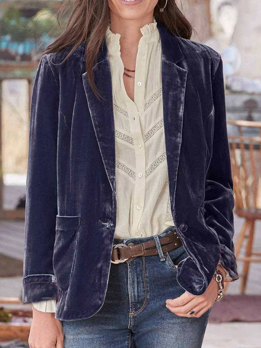 Damen Samt-Blazer mit klassischem Revers und soften Fall Shop Nory