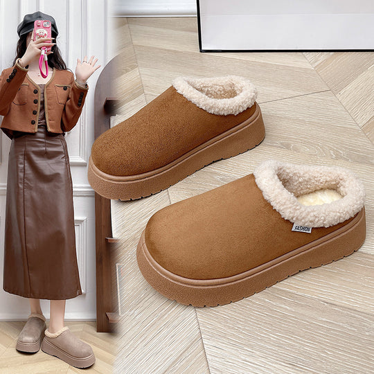 Damen Kuschelige Slipper‑Pantoffeln mit hohem Plateau und Teddyinnenfutter Shop Nory