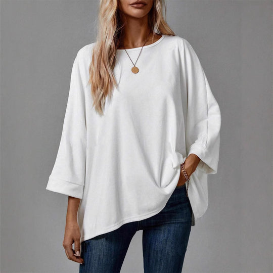 Damen Oversize Tunika‑Bluse mit U‑Boot‑Ausschnitt und dreiviertelärmeln Shop Nory