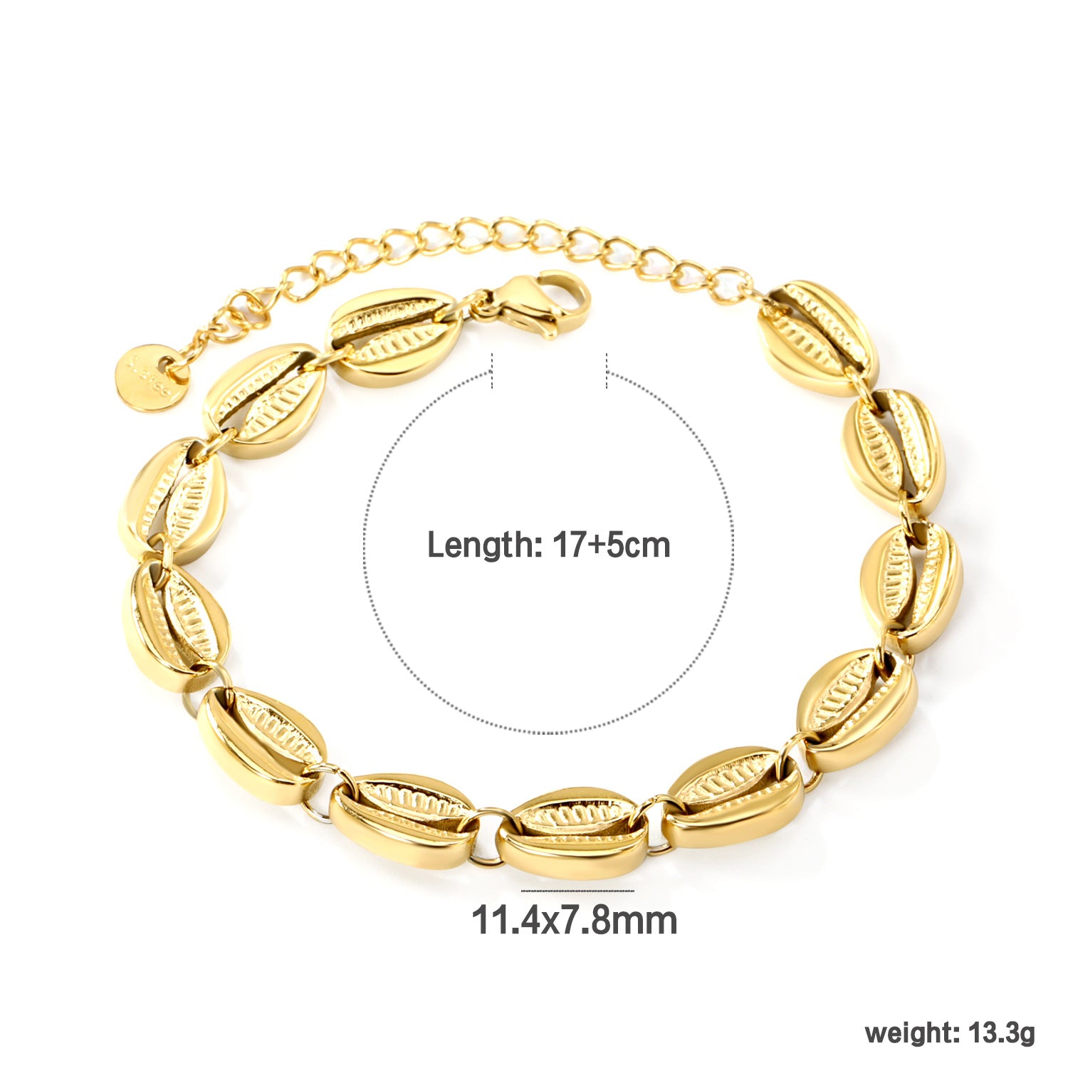 Damen trendiges Gliederarmband aus hochwertigem Edelstahl mit verstellbarem Verschluss Shop Nory