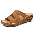 Damen Komfortable Wedge-Pantoletten mit floralem Cut-Out-Design Shopnory