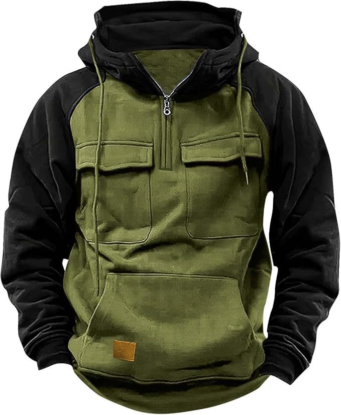 Herren Sportlicher Baumwoll-Hoodie mit Kapuze und praktischen Taschen