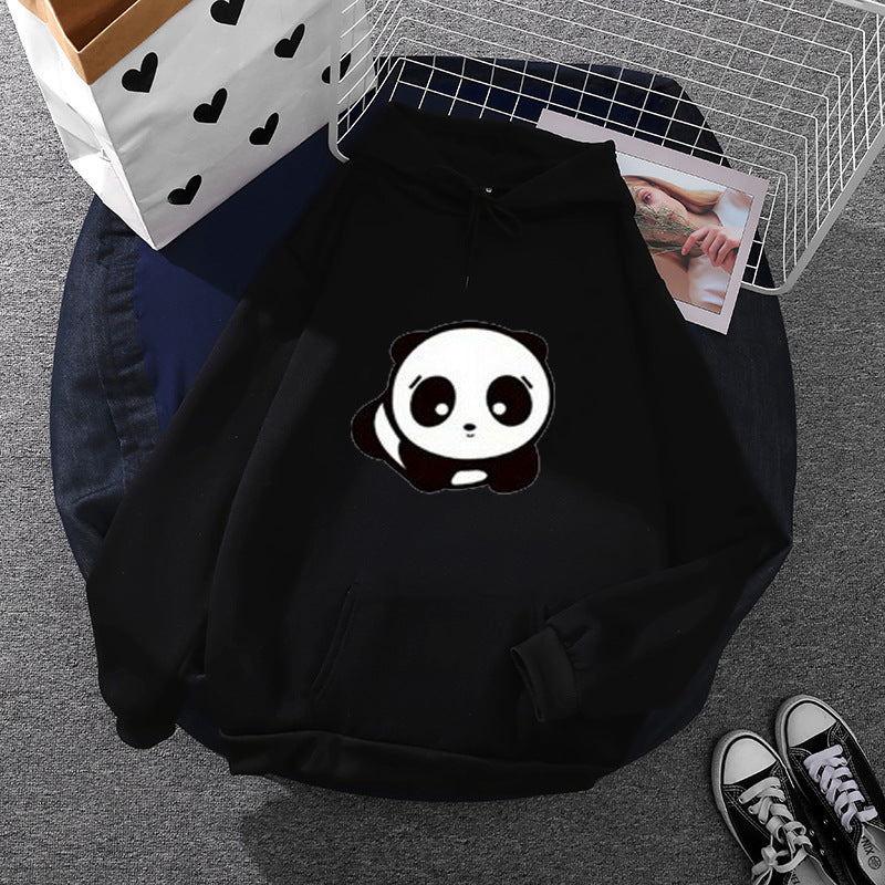 Damen nan kuscheliger Oversize-Kapuzenpullover im Streetwear-Cut mit Kängurutasche und niedlicher Panda-Motivstickerei Shop Nory