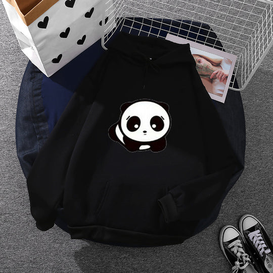 Damen nan kuscheliger Oversize-Kapuzenpullover im Streetwear-Cut mit Kängurutasche und niedlicher Panda-Motivstickerei Shop Nory