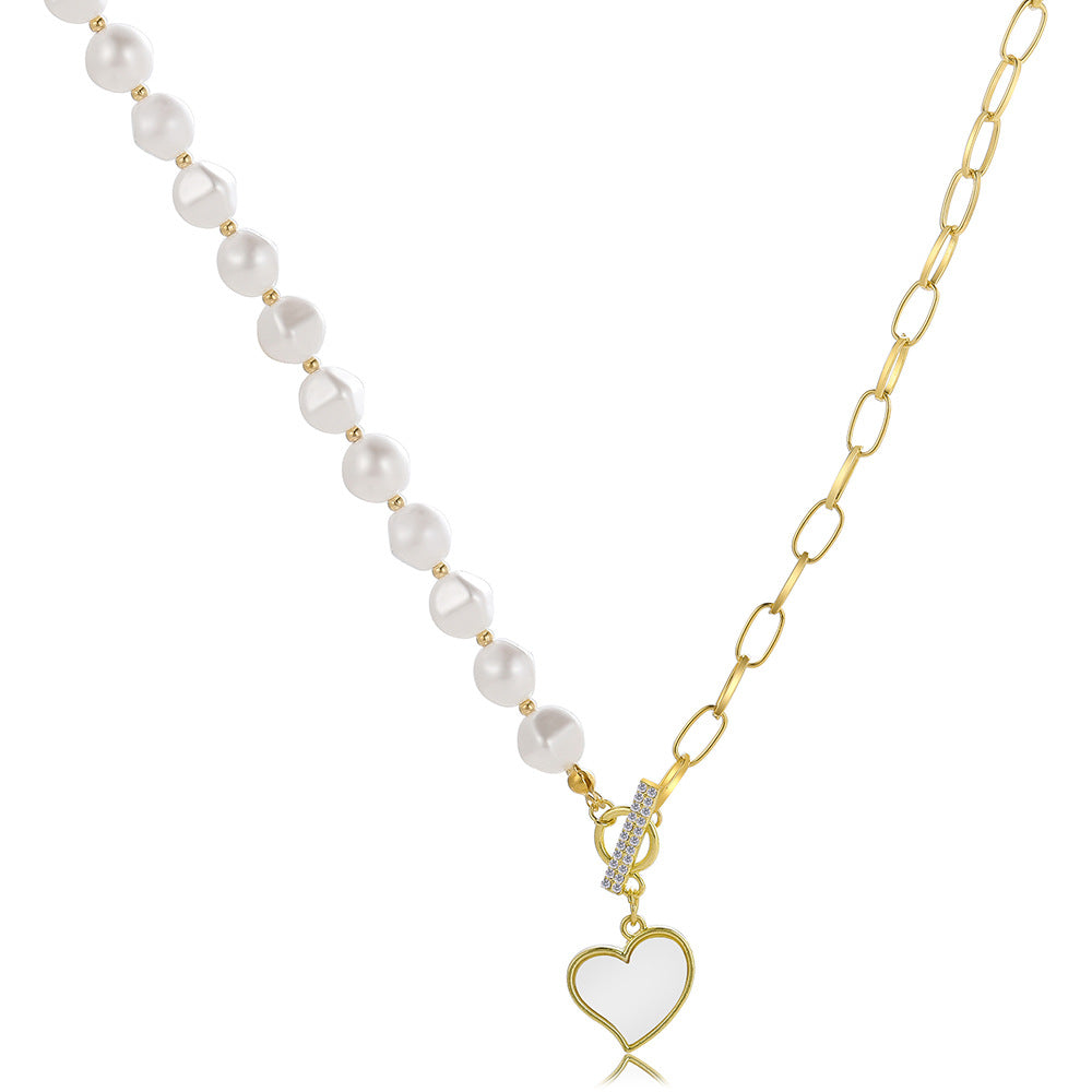 Damen Halskette mit charmantem Herzanhänger und eleganten Perlen Shop Nory