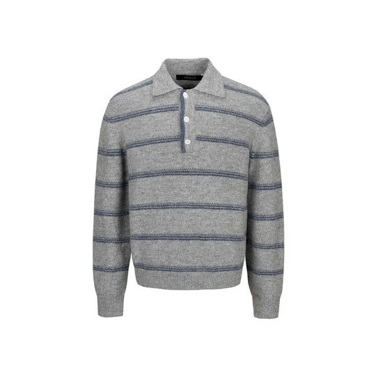 Herren Grobgestrickter Polokragenpullover mit Halbdruckknopfblende und Streifenstruktur Shop Nory