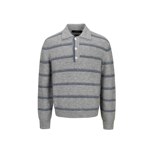 Herren Grobgestrickter Polokragenpullover mit Halbdruckknopfblende und Streifenstruktur Shop Nory