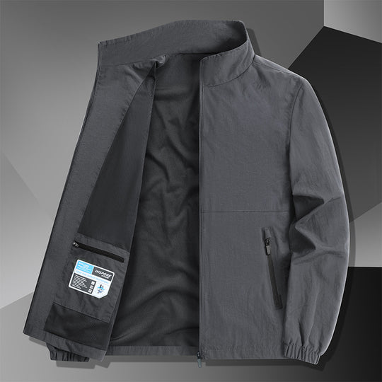 Herren Leichte Baumwoll-Mix-Übergangsjacke mit Stehkragen und verdecktem Reißverschluss Shop Nory