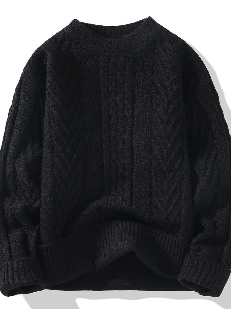 Herren Grobstrickpullover mit Zopfmuster und lässigem Schnitt