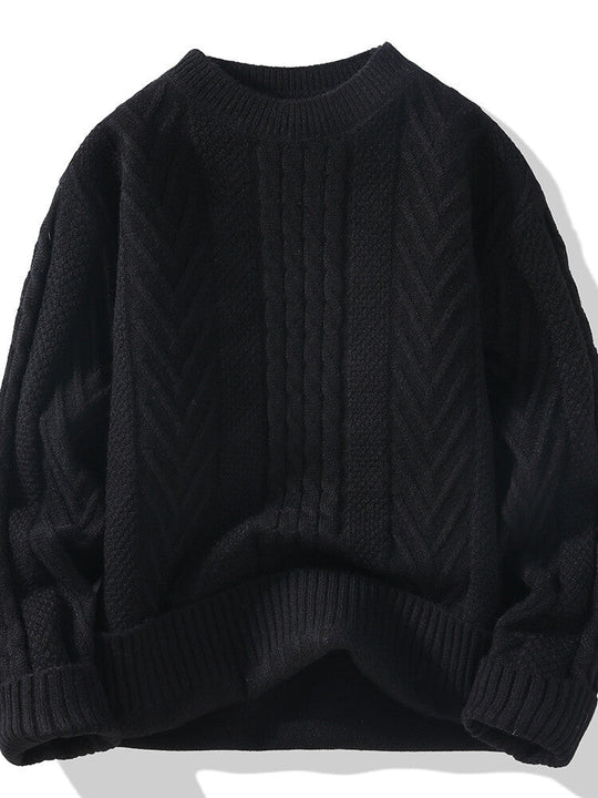 Herren Grobstrickpullover mit Zopfmuster und lässigem Schnitt