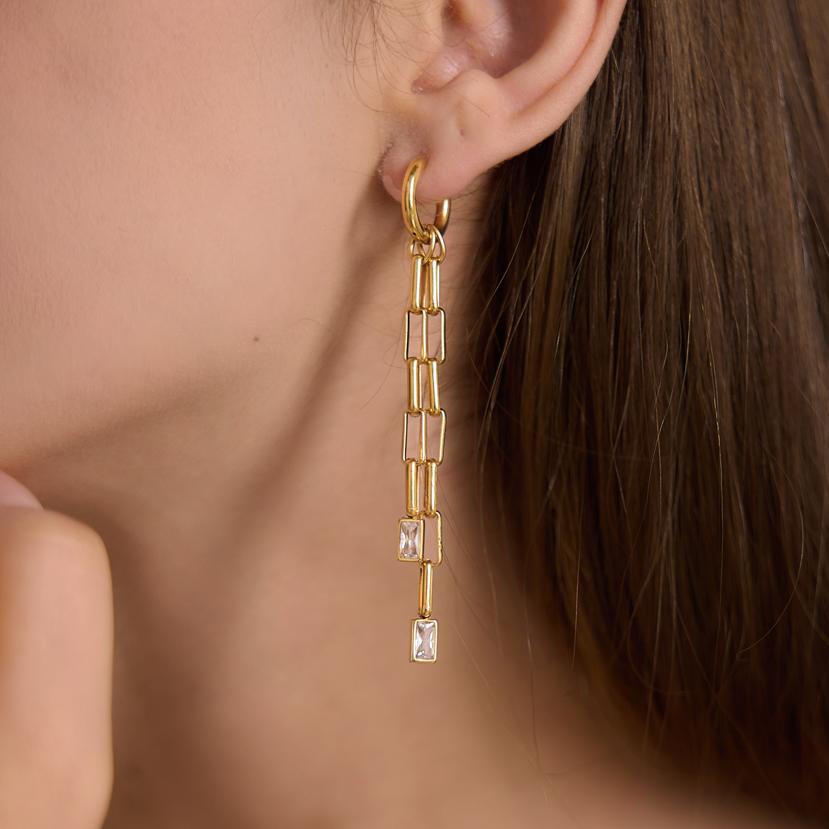 Damen Ohrhänger mit elegantem Ketten-Design und funkelnden Zirkonia Shop Nory