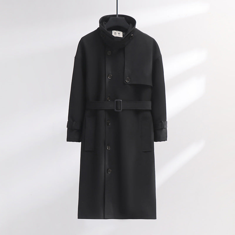 Herren Trenchcoat im modernen Wollmix mit Taillengürtel, Schalkragen und aufgesetzten Taschen Shop Nory
