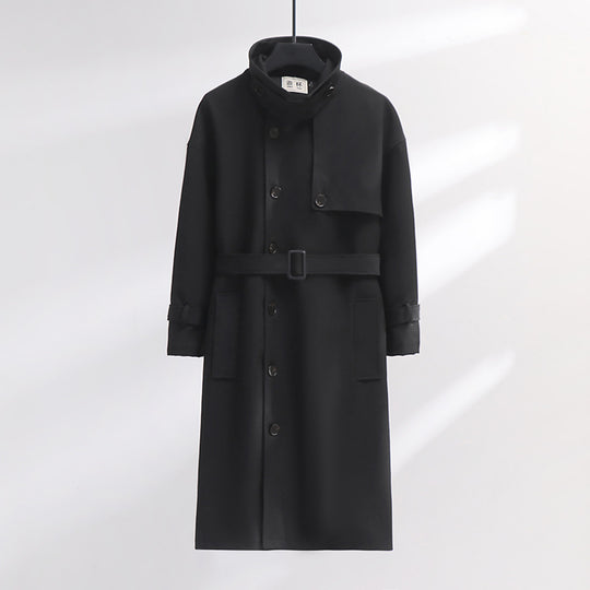 Herren Trenchcoat im modernen Wollmix mit Taillengürtel, Schalkragen und aufgesetzten Taschen Shop Nory