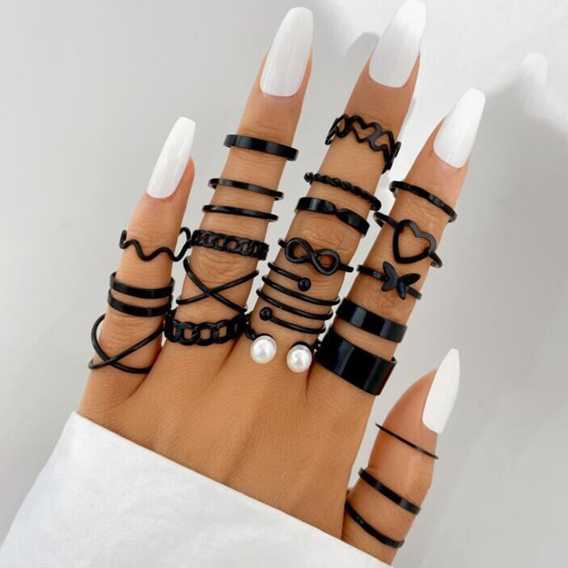 Damen Ring-Set mit kreativen Designs und funkelnden Elementen Shop Nory
