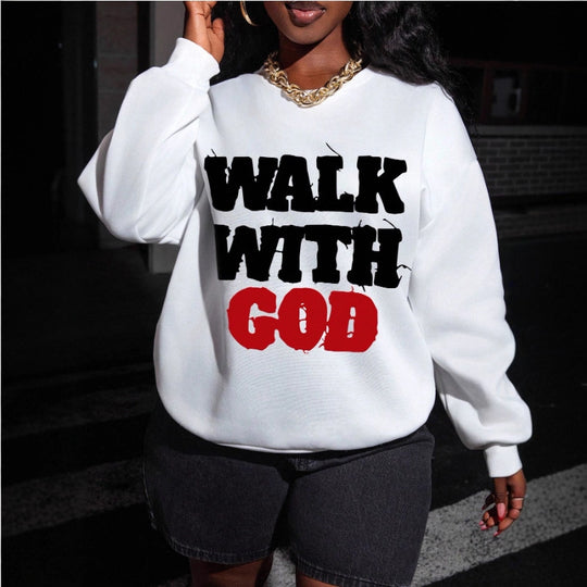 Damen nan Statement-Sweatshirt mit religiösem Typo-Print, oversized Schnitt, Rundhalsausschnitt und weichem Innenfutter Shop Nory
