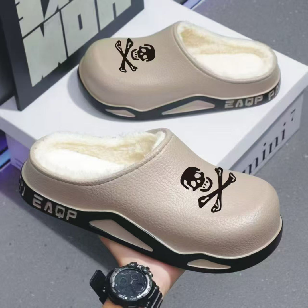 Herren Gefütterte PU-Clogs mit Totenkopfprint und profilierter EVA-Sohle Shop Nory
