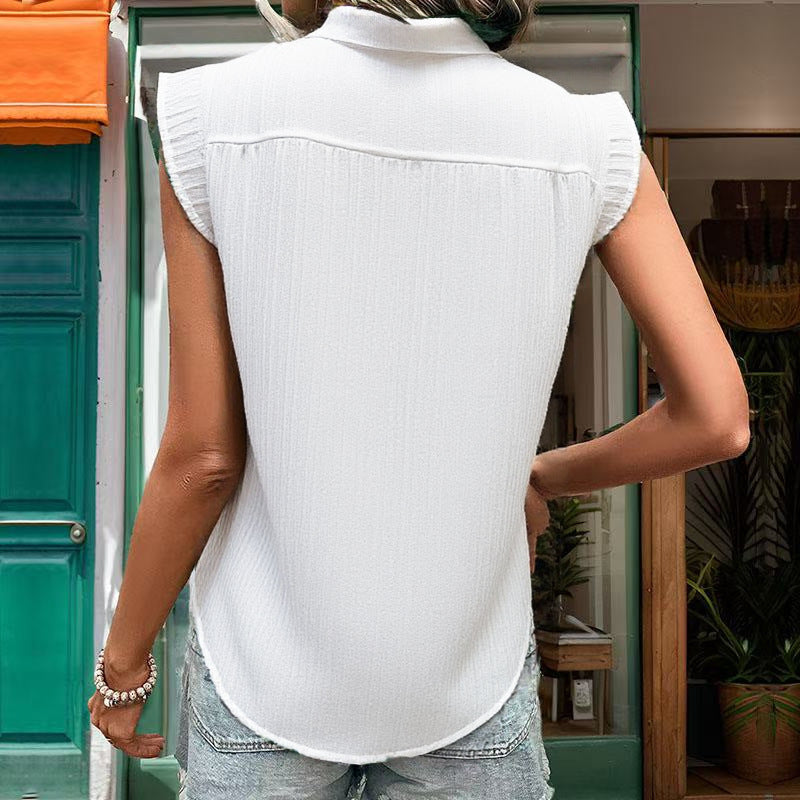 Damen Bluse mit Rüschendetails und kurzem Ärmel