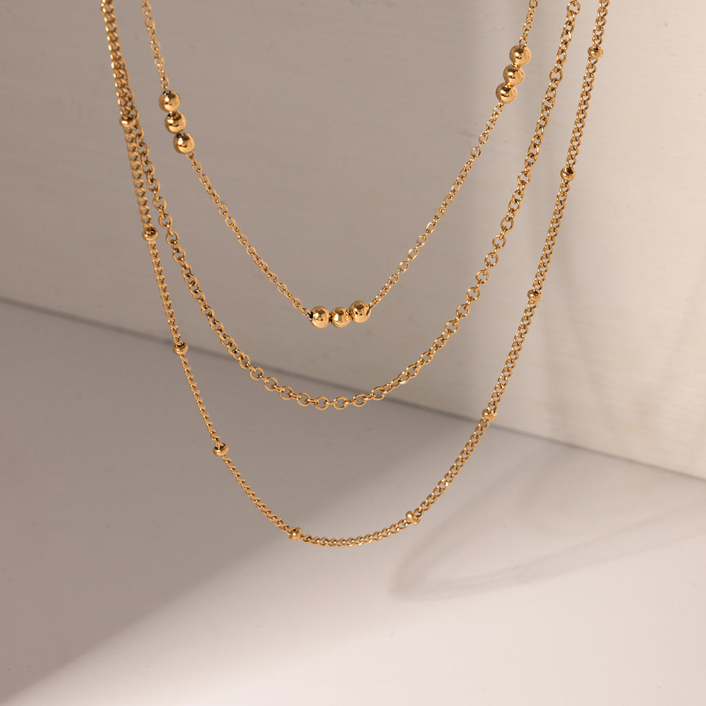 Damen Mehrlagige Halskette mit filigranen Gliederketten und zarten Detailverzierungen Shop Nory