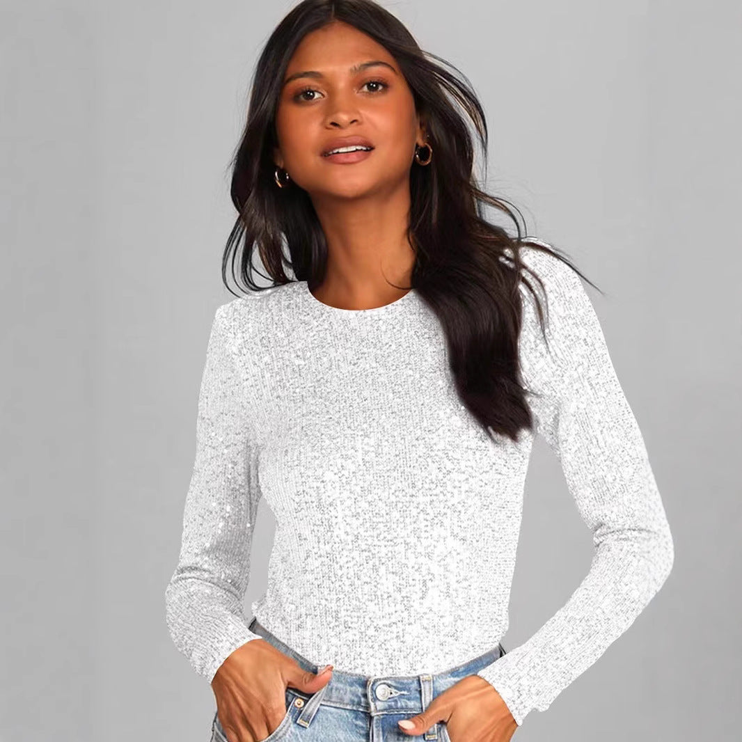 Damen Funktionsreicher Pailletten-Bodysuit mit langem Arm