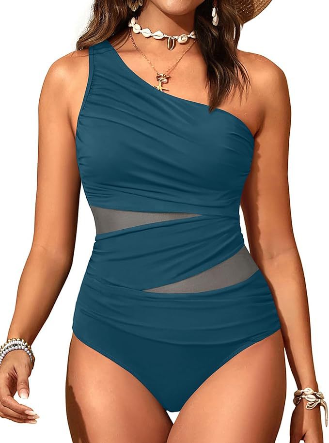 Damen stilvoller Badeanzug mit asymmetrischem Schnitt