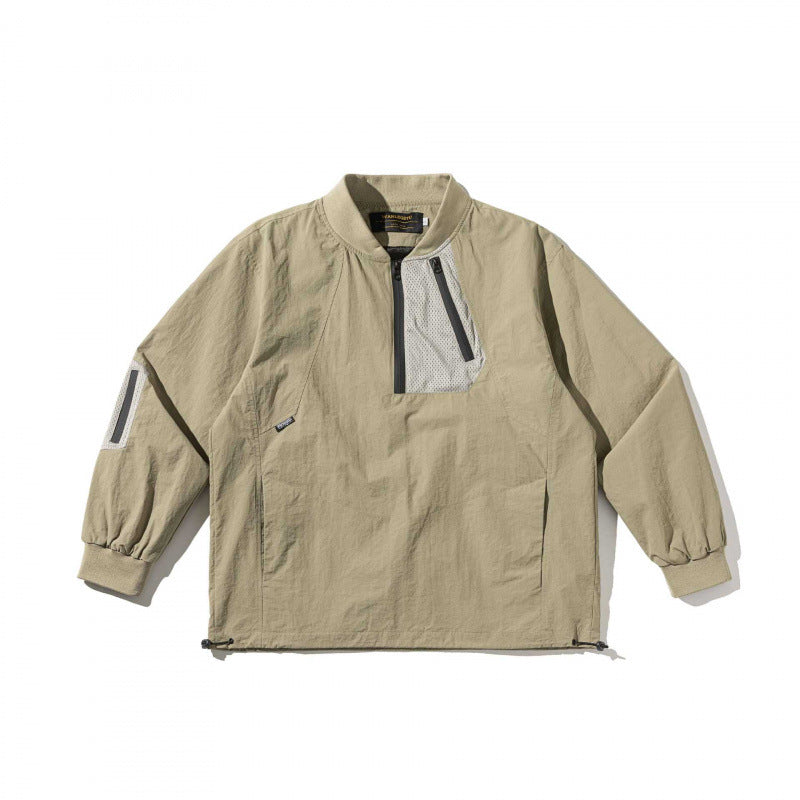 Unisex Leichtes Oversize-Anorak mit halbem Reißverschluss, Utility‑Taschen und Tunnelzugsaum Shop Nory