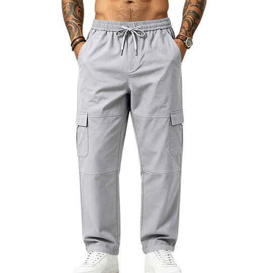 Herren locker geschnittene multifunktionale Cargohose aus Baumwollmischung mit Kordelbund Shop Nory