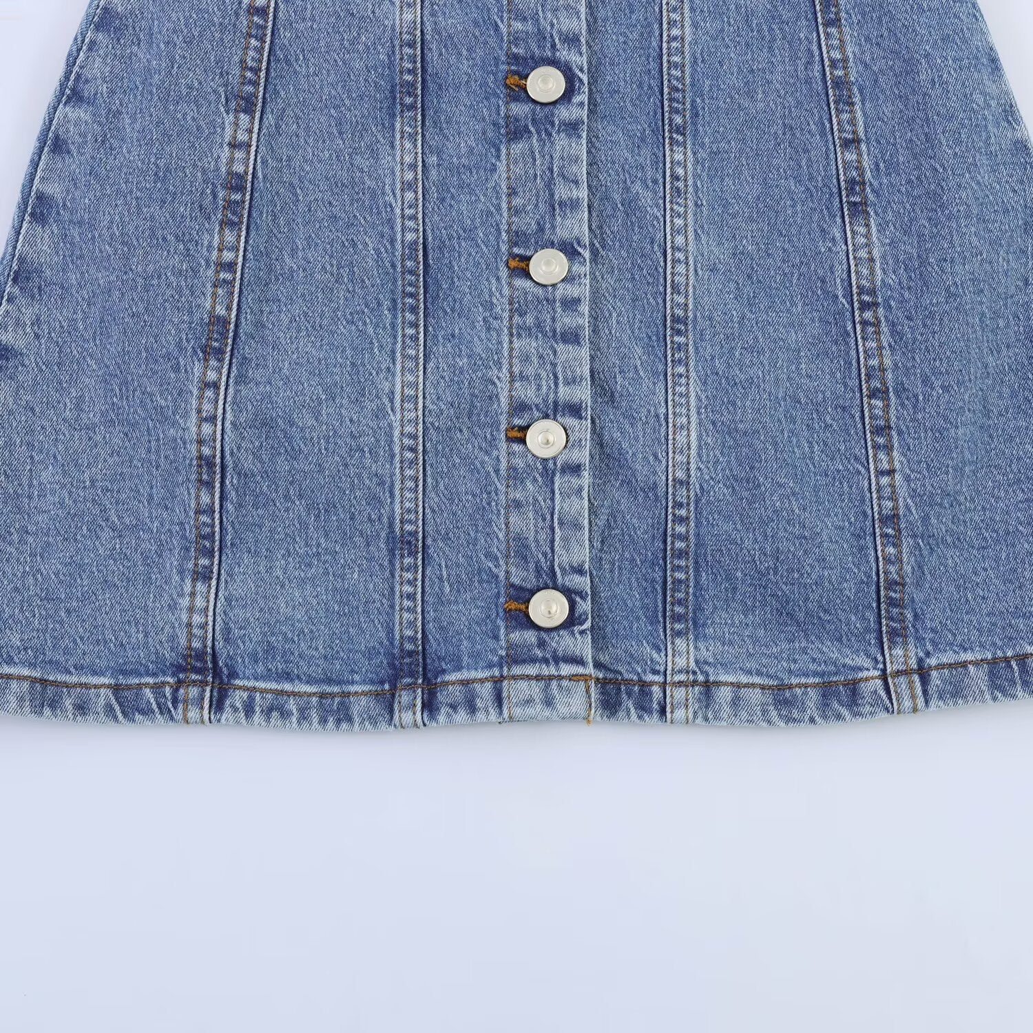 Damen Jeanskleid mit geflochtenem Knoten und durchgehender Knopfleiste