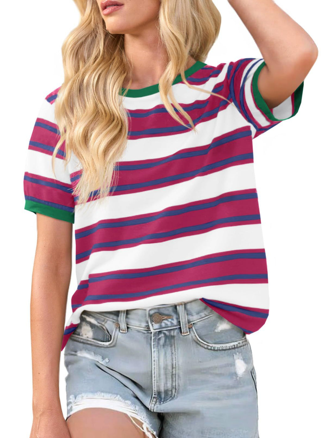 Damen Lässiges Streifen-T-Shirt