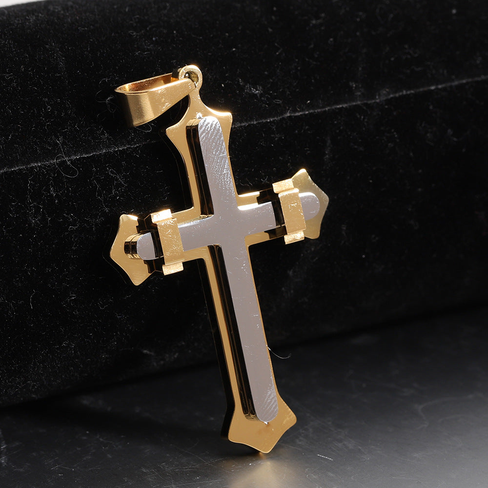 Damen Kreuz-Anhänger aus hochwertigem Edelstahl mit kunstvoller Gravur Shop Nory
